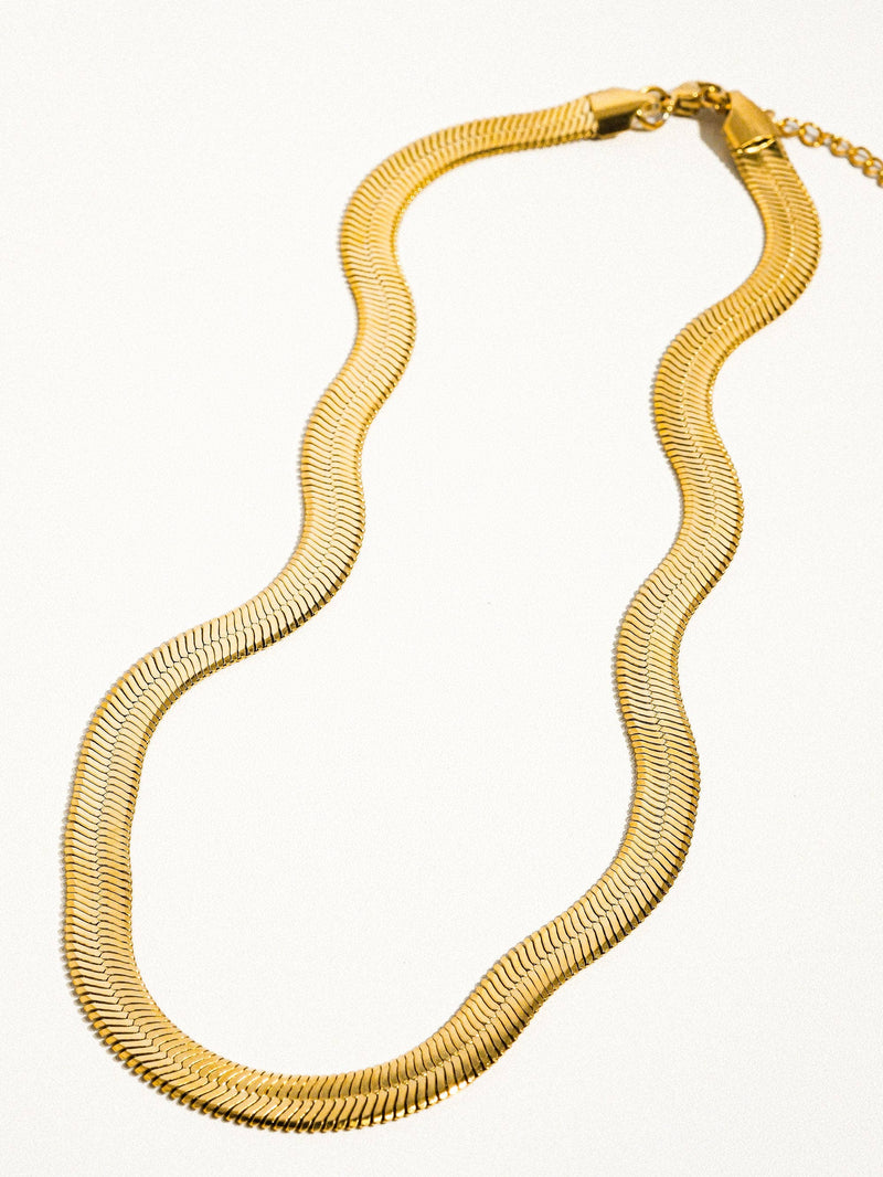 Flat Bold Snake Chain Necklace: Yellow Gold