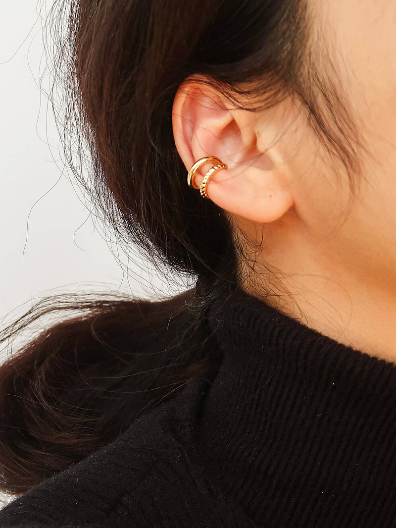 Single Braided Ear Cuff: Yellow Gold