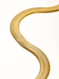 Flat Bold Snake Chain Necklace: Yellow Gold