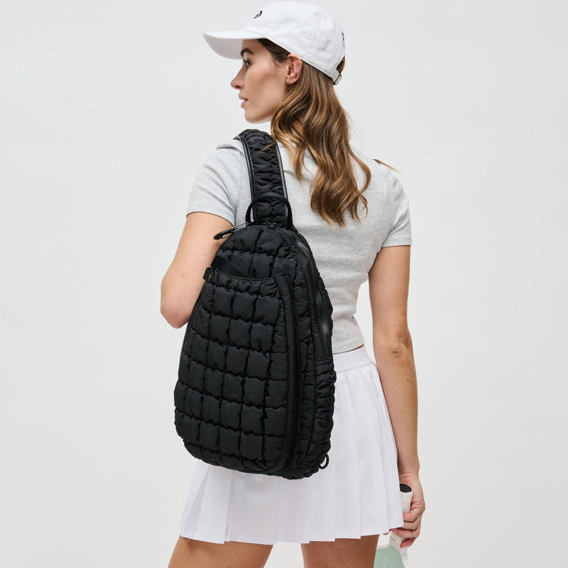 Quilted Puffer Sling Backpack for Pickleball, Beach Tennis, and Paddle Tennis