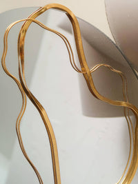 Layered Flat Snake Chain Necklace: Yellow Gold