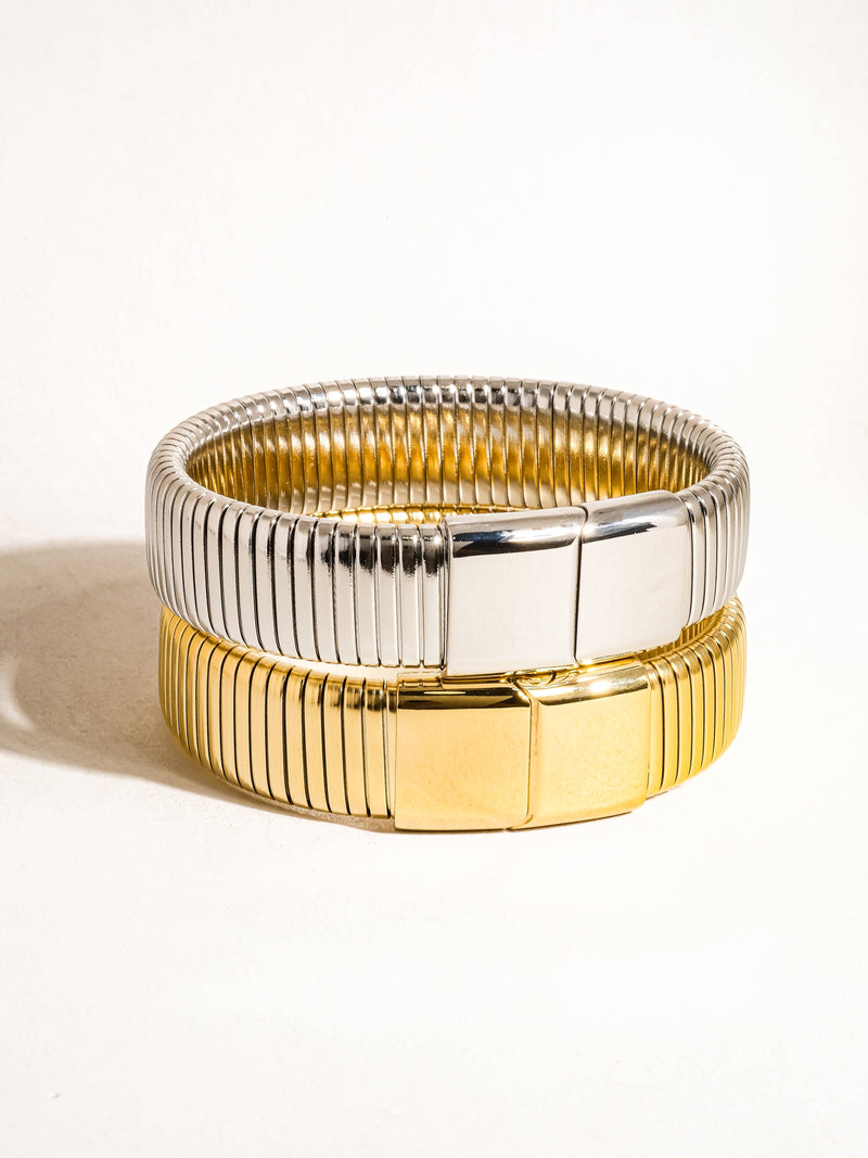 Stripe Bold Bangle: Yellow Gold