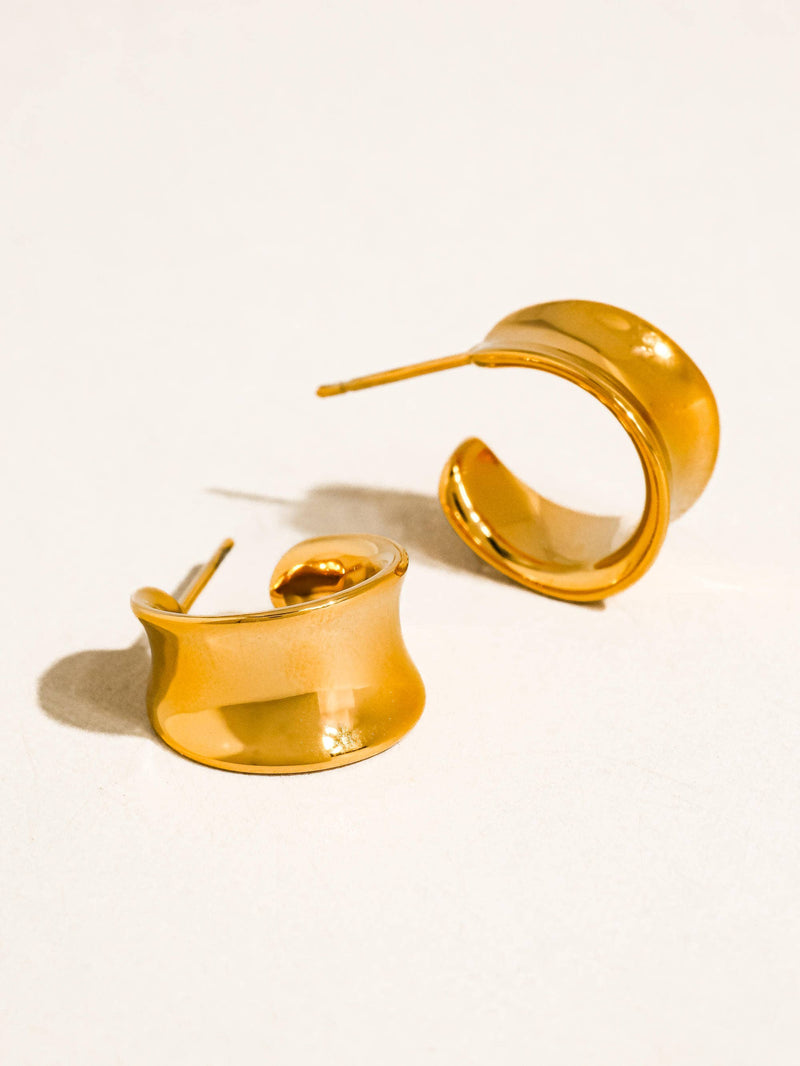 Wide Hoop Earrings | yellow gold