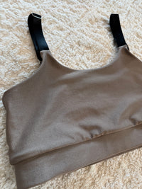 [FINAL SALE] Ribbed Adjustable Straps Bra | taupe