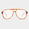 70s-inspired aviator blue light glasses in light honey tortoiseshell with anti-blue light, shatterproof, and scratch-resistant lenses.