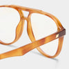 70s-inspired aviator blue light glasses in light honey tortoiseshell with anti-blue light, shatterproof, and scratch-resistant lenses.