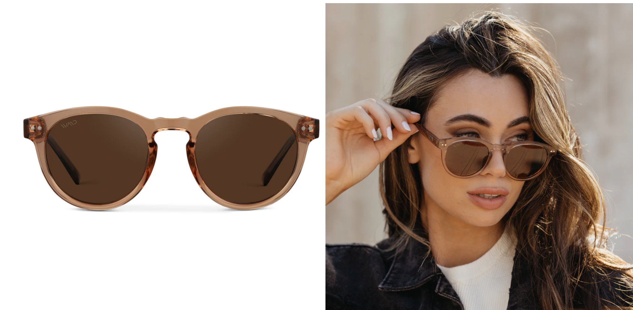 Retro round-frame sunglasses with 100% UV protection – timeless style for everyday sun protection.