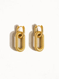 Double Chain Hoop Earring: Yellow Gold