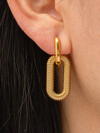 Double Chain Hoop Earring: Yellow Gold